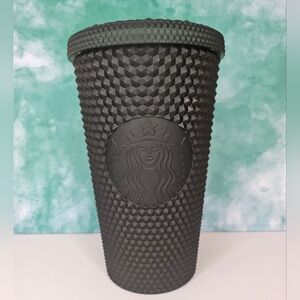 Starbucks 2022 Studded Matte Dark Green 16oz Soft Touch Cold Cup - No Straw